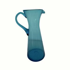 Vtg Blenko Blown Glass Pitcher Cerulean Blue